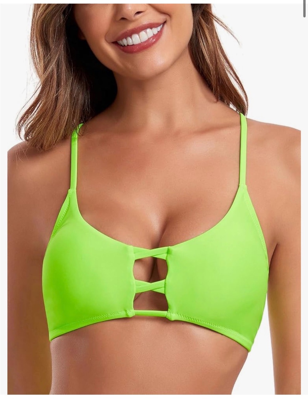Neon Green Strappy Bikini Top